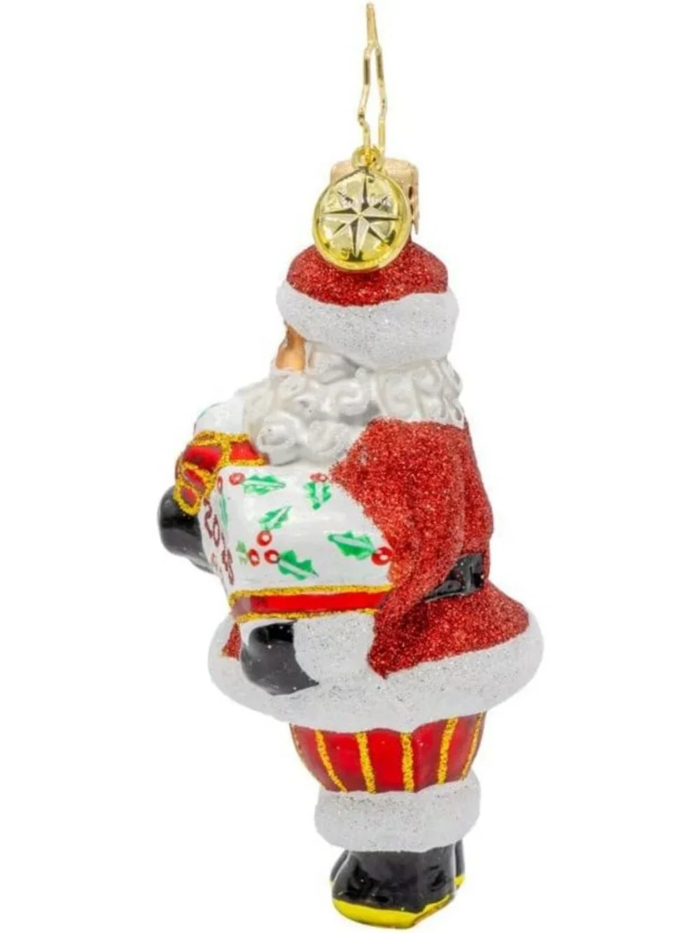 Hand-Crafted European Glass Christmas Tree Ornament, Santa's 2025 Gem Decor